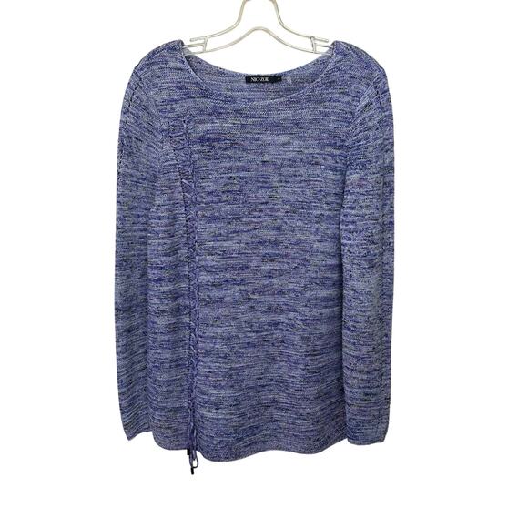 Nic+Zoe Multi Tone Purple Sweater Ribbon Detail Womens Large Cotton Modal Knit - Picture 1 of 6